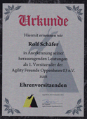 Seit 2014: Ehrenvorsitzender der Agility Freunde Oppenheim 03 eV.
